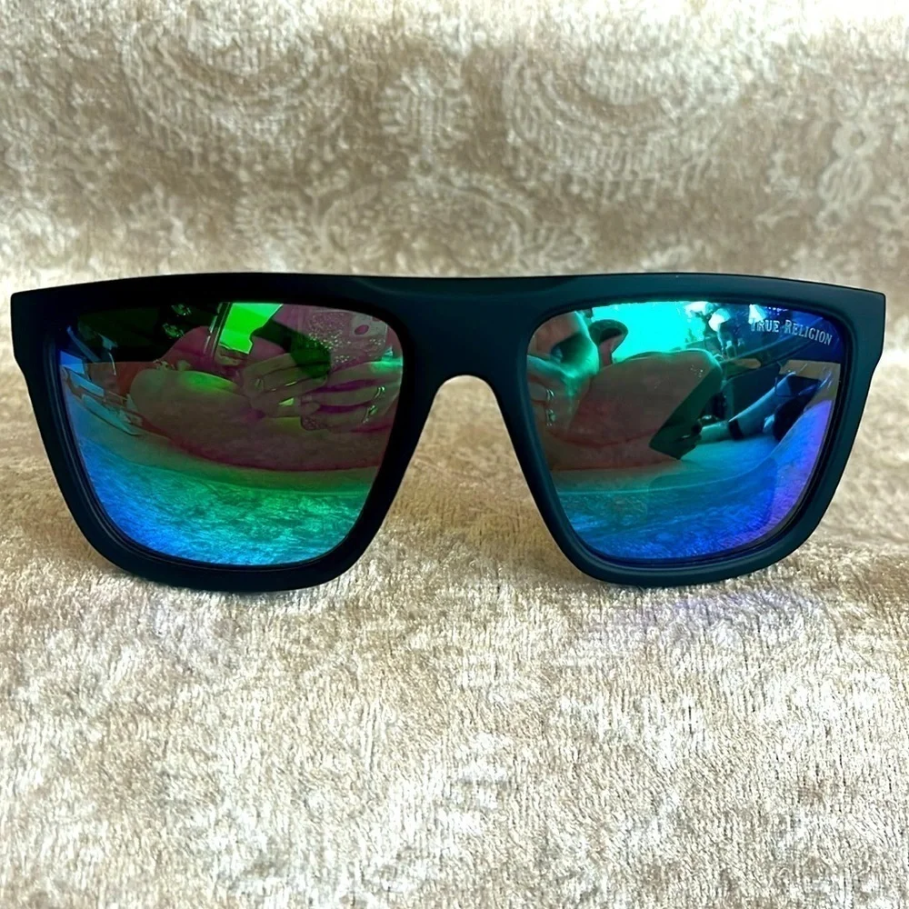 Brand New True Religion Mirrored Square Mens Sport Sunglasses Matte Black